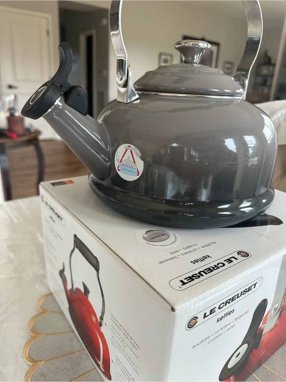 Le Creuset oyster Whistling Kettle with Stainless Handle